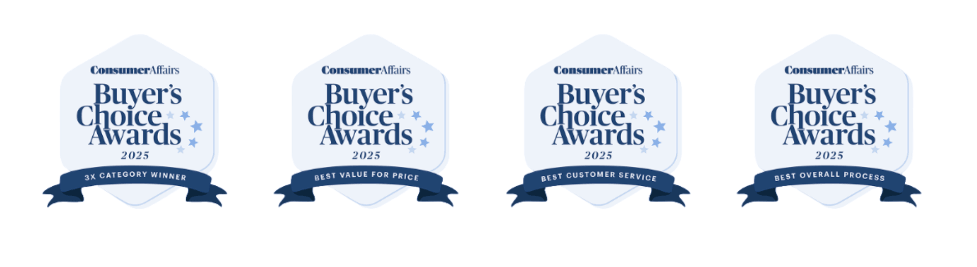 Consumer Affairs "Buyer's Choice" 
Winners across all three 2025 Categories
